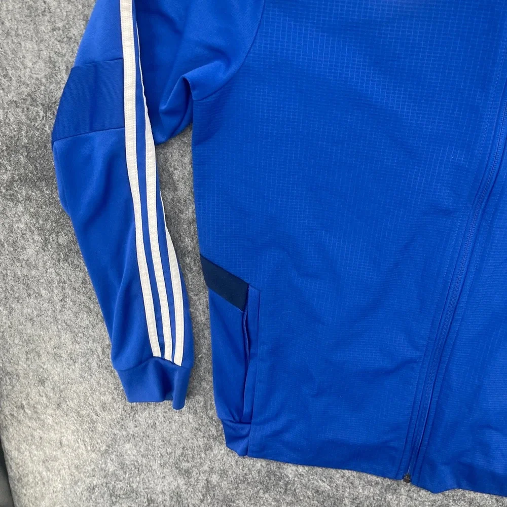 Adidas Track Jacket Mens Medium Climalite Blue Soccer Full Zip Stripe